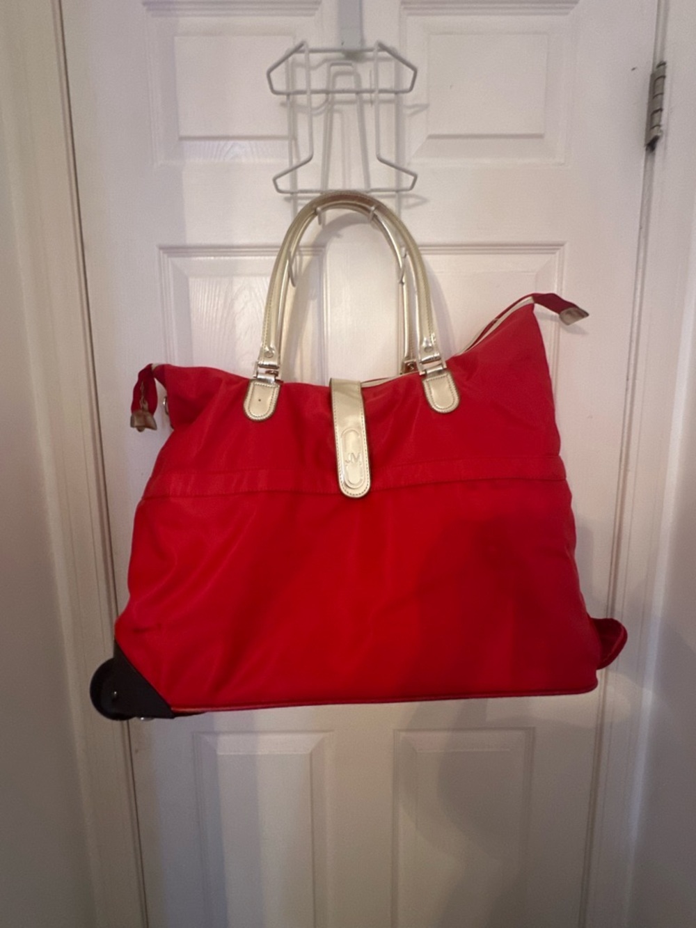JM Collection Red Travel Tote with Gold-Tone